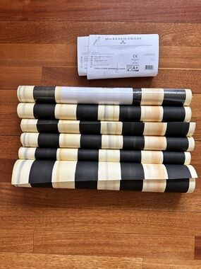 MacKenzie-Childs Black and Cream Narrow Courtly Stripe Wallpaper